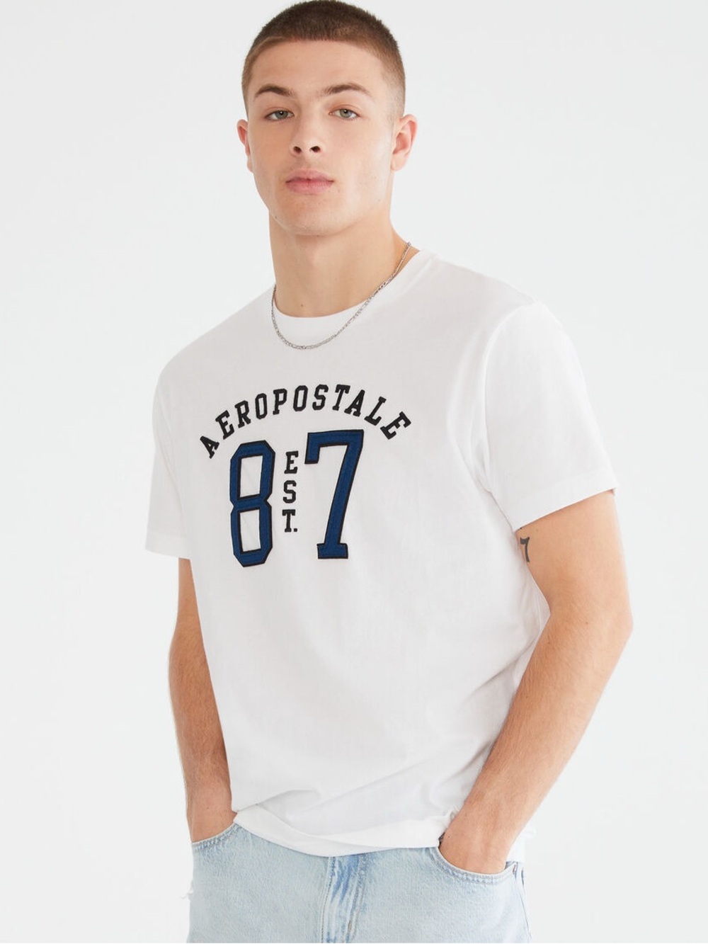 Aeropostale Split 87 Appliqué Graphic Tee